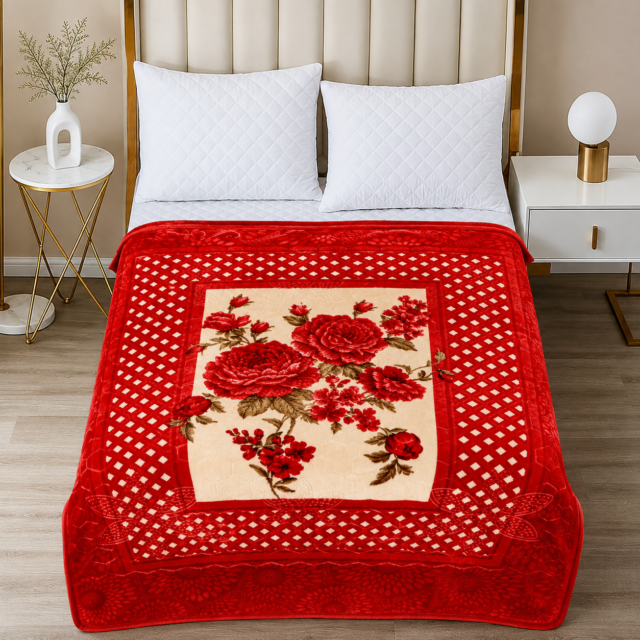 Premium Cloudy 2-Ply Double Bed Blanket Red