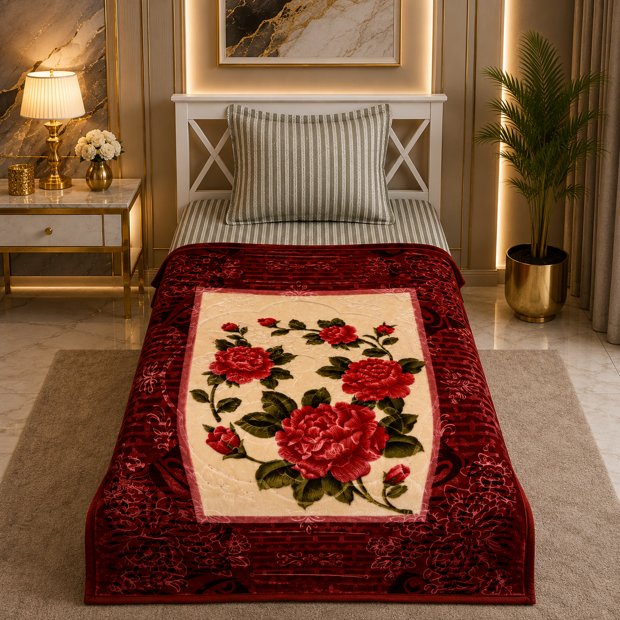 Prestige Single Bed 2-Ply Blanket Maroon