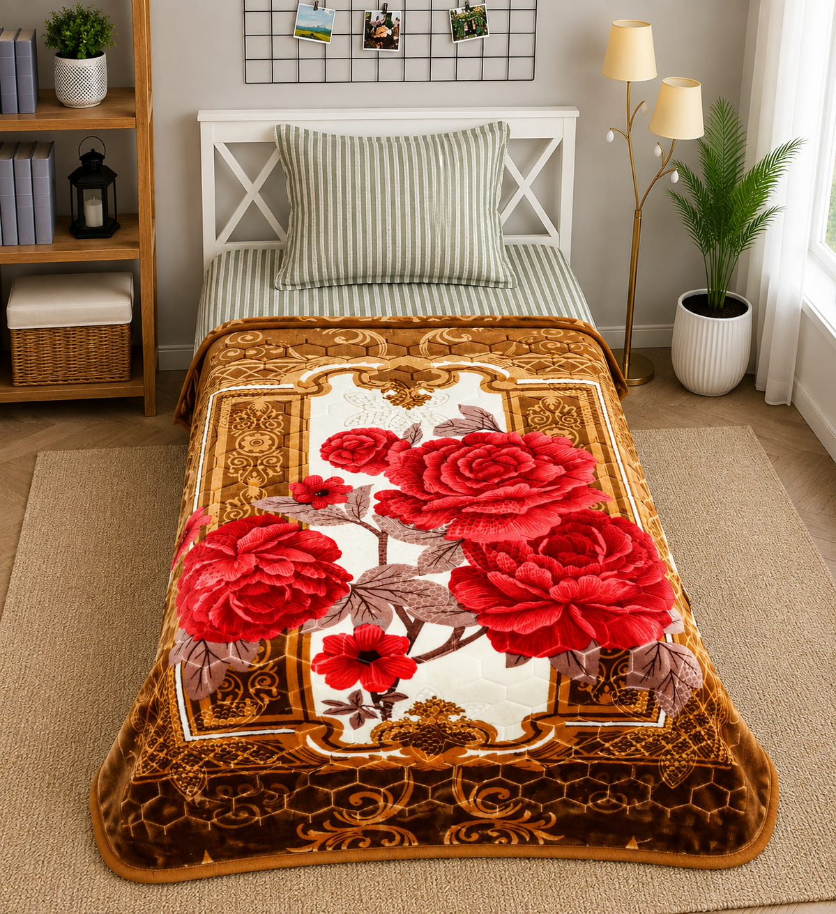 Royal Home Single Bed 2-Ply Blanket Brown