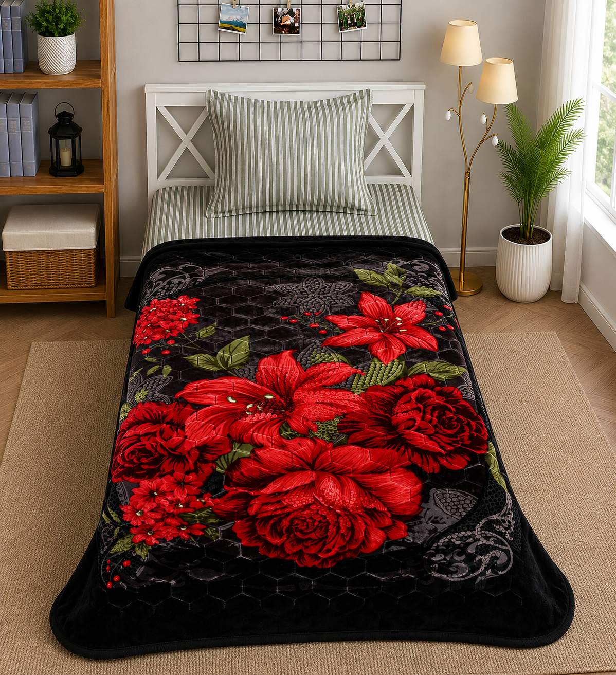 Royal Home Single Bed 2-Ply Blanket Black