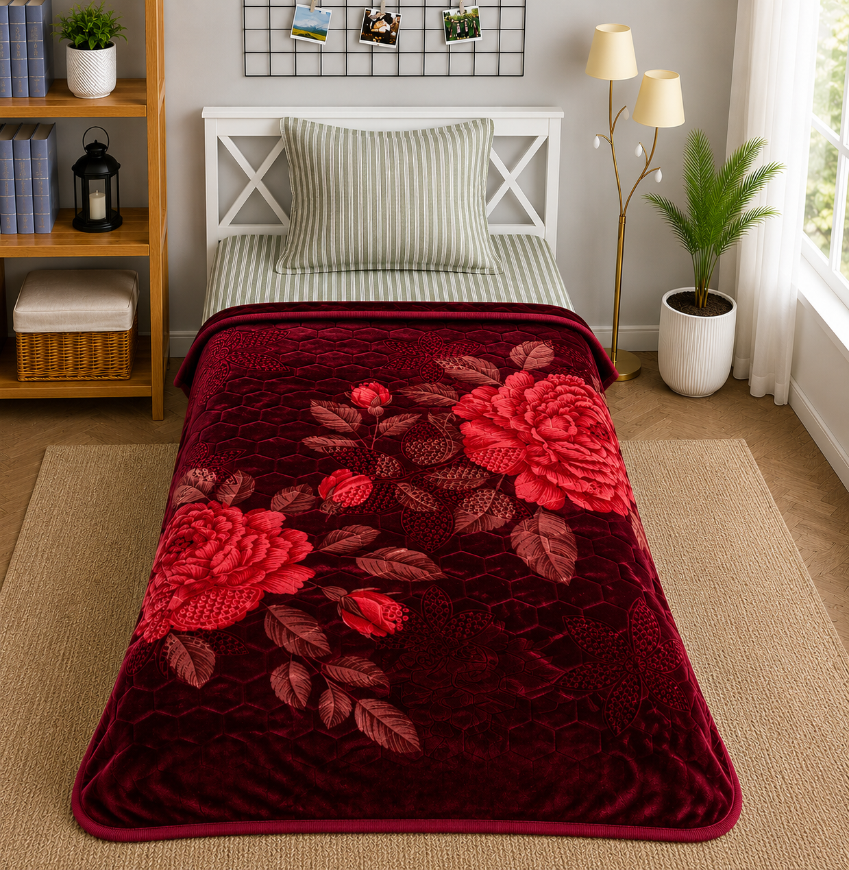 Royal Home Single Bed 2-Ply Blanket Maroon