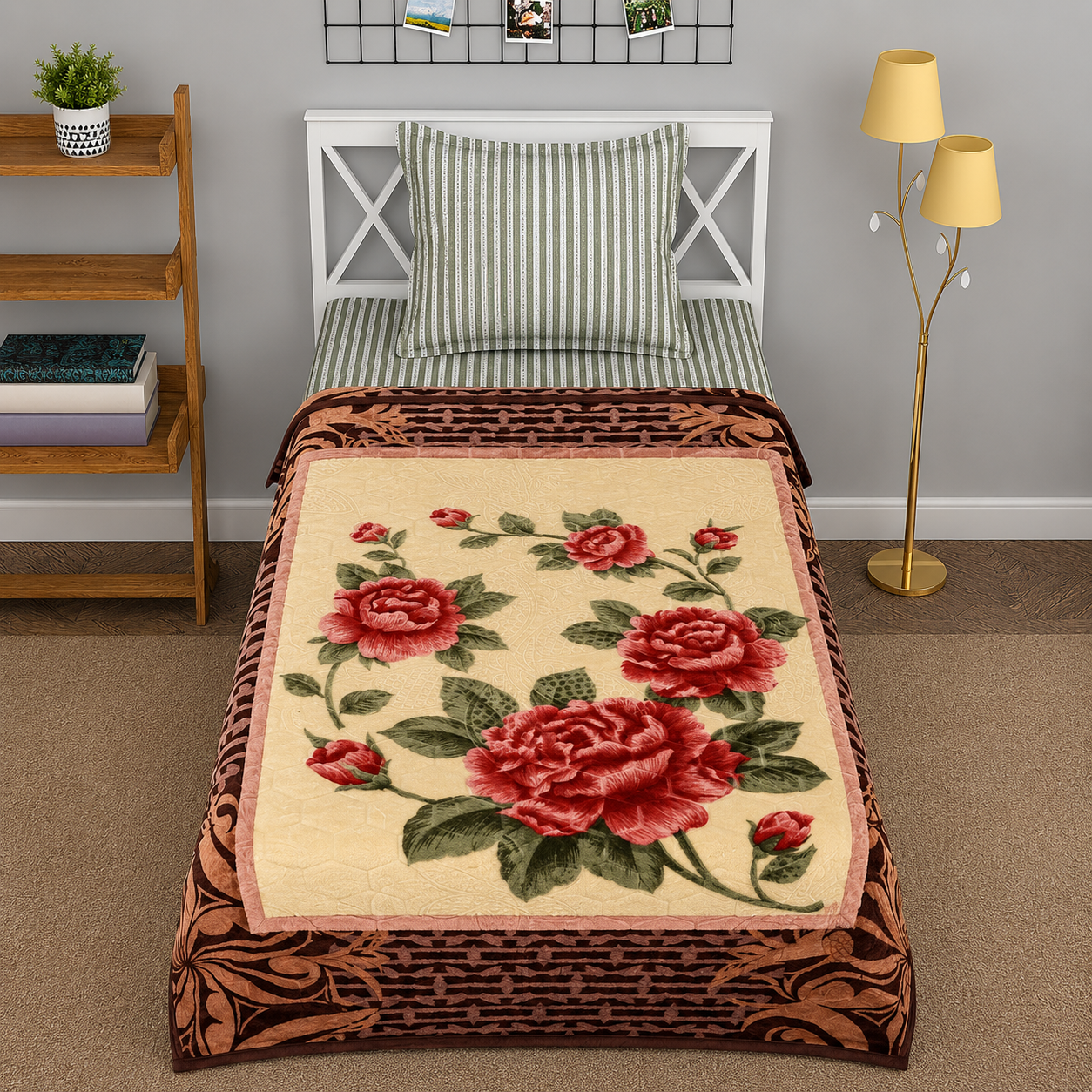 Single Bed 2-Ply Blanket 002 Brown