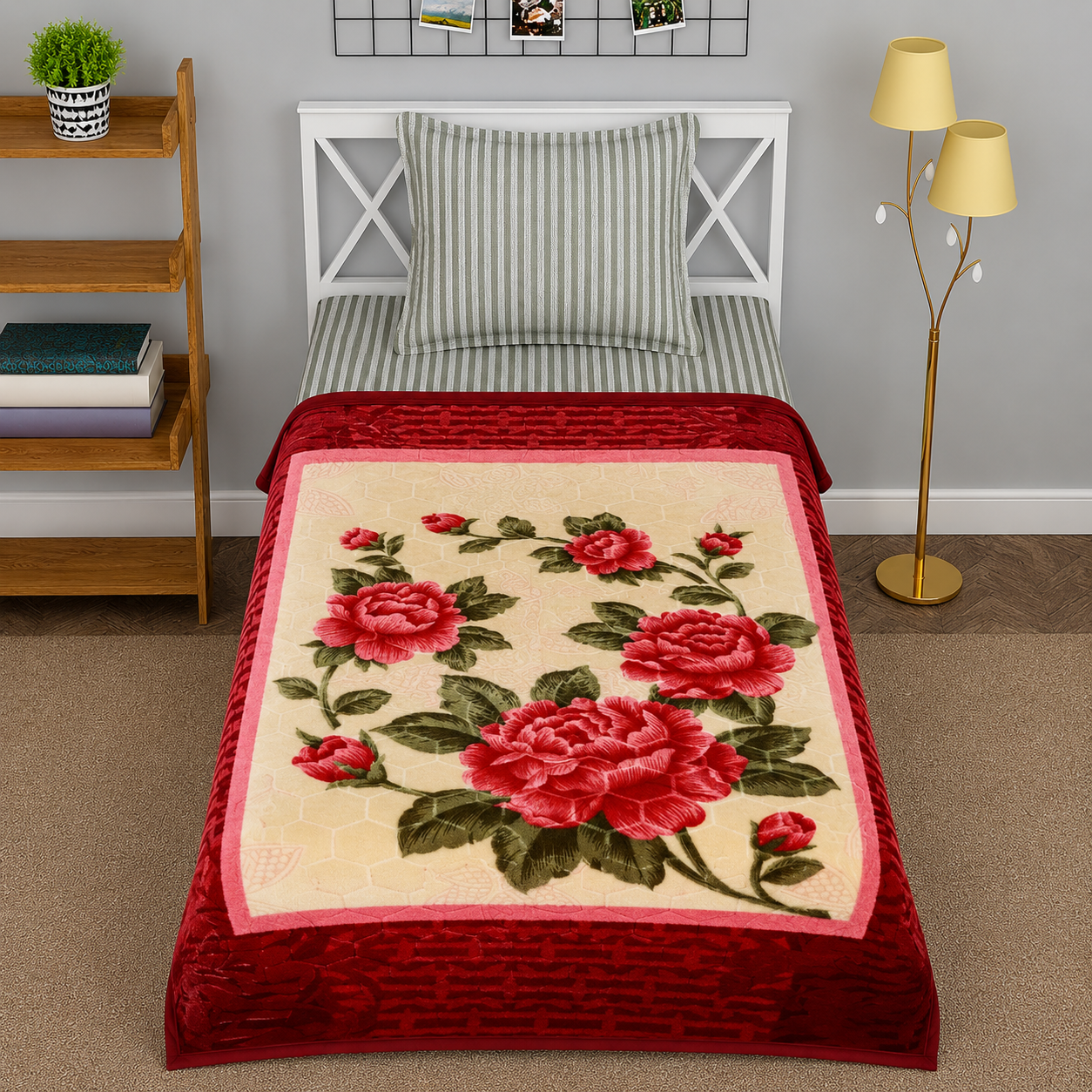 Single Bed 2-Ply Blanket 002 Maroon