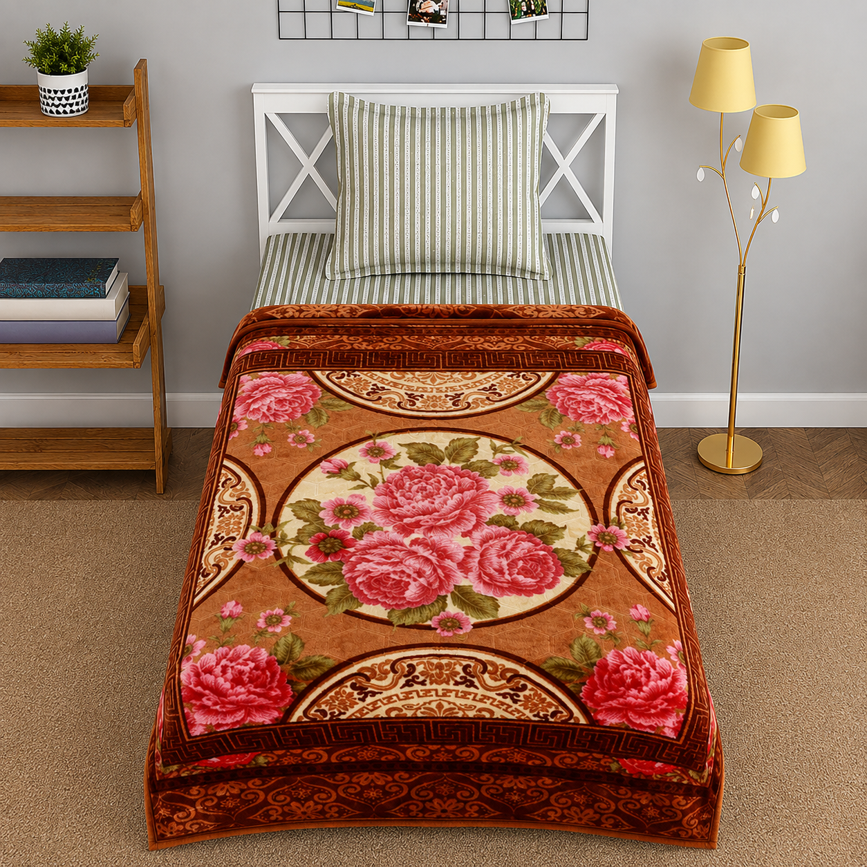 Single Bed 2-Ply Blanket 005 Brown