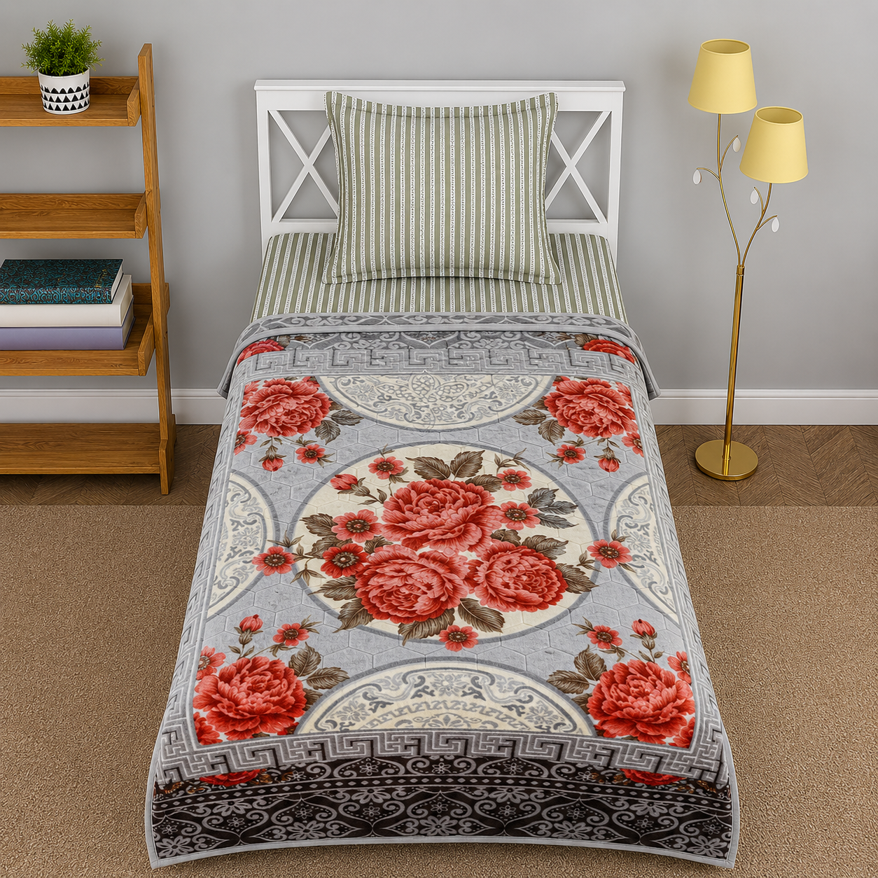 Single Bed 2-Ply Blanket 005 Grey